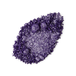 Little Sparkler Glitter Crumble. A neatly smudged swatch of crumbly, shimmering, violet-purple, metallic eyeshadow. 