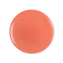 A perfectly circular swatch of translucent, glossy, rosy pink Rose Jam shower gel.
