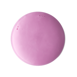 Snow Fairly Milkshake. A perfectly circular swatch of opaque, pastel-pink, glossy shower gel. 