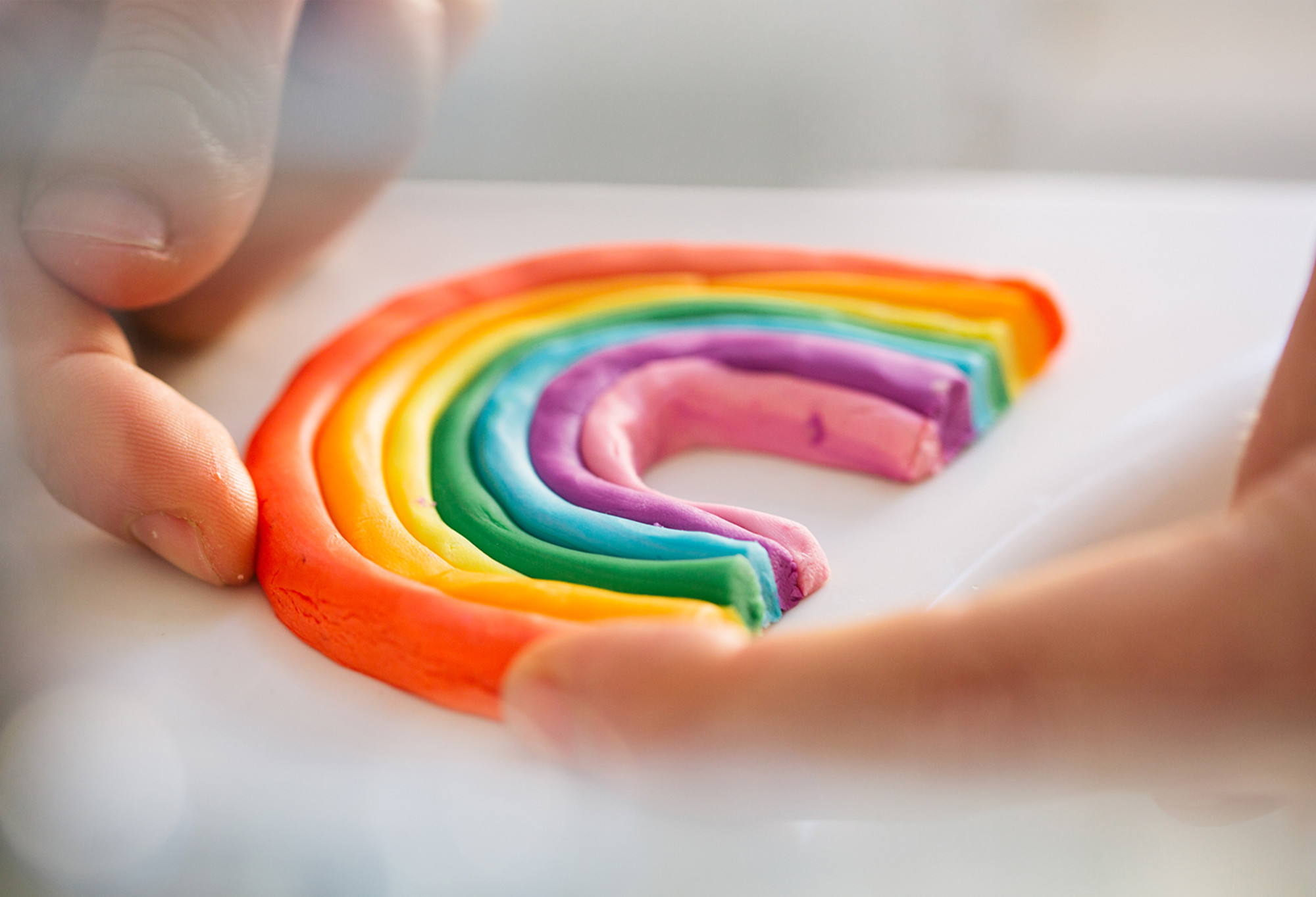 A rainbow, complete with every colour, has been created out of Rainbow Fun.