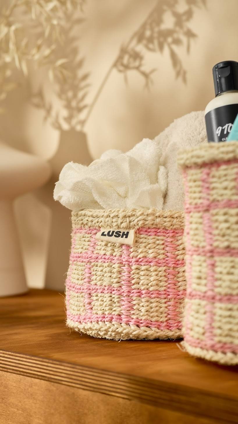 Handwoven Basket - Light Pink 