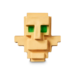 Totem of Undying. A fun soap shaped like a pixelated totem head statue complete with golden colouring and shimmering emerald-green eyes. 