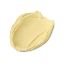 Acai And Sacha Inchi. A neatly smudged swatch of creamy, soft, buttery-yellow facial cleanser. 
