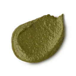 Babylon. A thick, textured dollop of dark olive-green scalp treatment. The paste has a grainy, moist consistency with visible dark flecks and herbal granules.