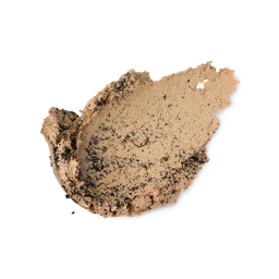 A textured swipe of Black Tea Mochi face mask on a light gray background. The thick, creamy beige formula is heavily speckled with crushed black tea particles throughout.