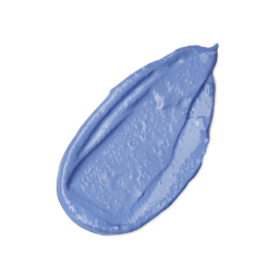 Blue Pearl. A neatly smudged swatch of thick, textured, creamy, sky-blue lip cream. 