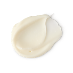 Blue Skies and Fluffy White Clouds Body Butter. A neatly smudged swatch of thick, creamy, pale yellow body butter.