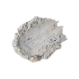 Blueberry Roly Poly. A neatly smudged swatch of thick, textured, ivory-coloured facial cleanser with flecks of blended, fresh blueberries throughout. 