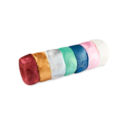Christmas Lights Fun. A long, cylindrical-shaped product comprised of seven segments of different colors, including deep red, gold, silver, green, blue, pink, and white.