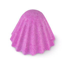 Comfort Zone. A bubblegum pink, cone shaped shower bomb, with ridged edges.