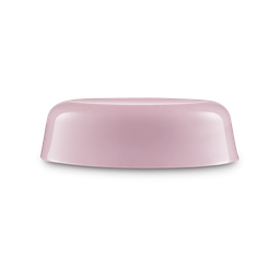 Cranberry. A smooth, pale pink, glossy, squashed dome-shaped jelly face mask.