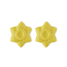 Dances With The Daffodils. A pair of vibrant yellow, six-pointed Daffodil flower eyes pads. 