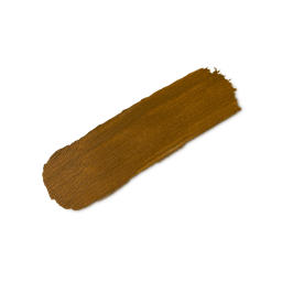 A close-up product swatch of a thick, elongated, textured streak of Dark Cool Beauty Balm. The color is a rich, deep, cool-toned mustard/brown.
