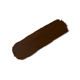 A close-up product swatch of a thick, elongated, textured streak of Dark Warm Beauty Balm. The color is a very rich, deep, warm brown