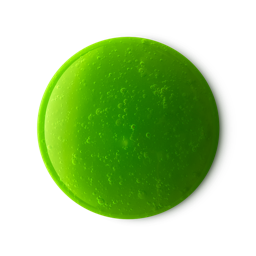 Fiona. A perfectly circular swatch of thick, glossy, apple-green shower gel with delicate, trapped bubbles throughout.