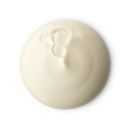 Glow In The Dark. A perfectly circular swatch of creamy, glossy, ivory-coloured shower gel. 