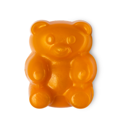 Gummy Bear, a 3D cuddly bear shaped shower jelly, orange in colour.