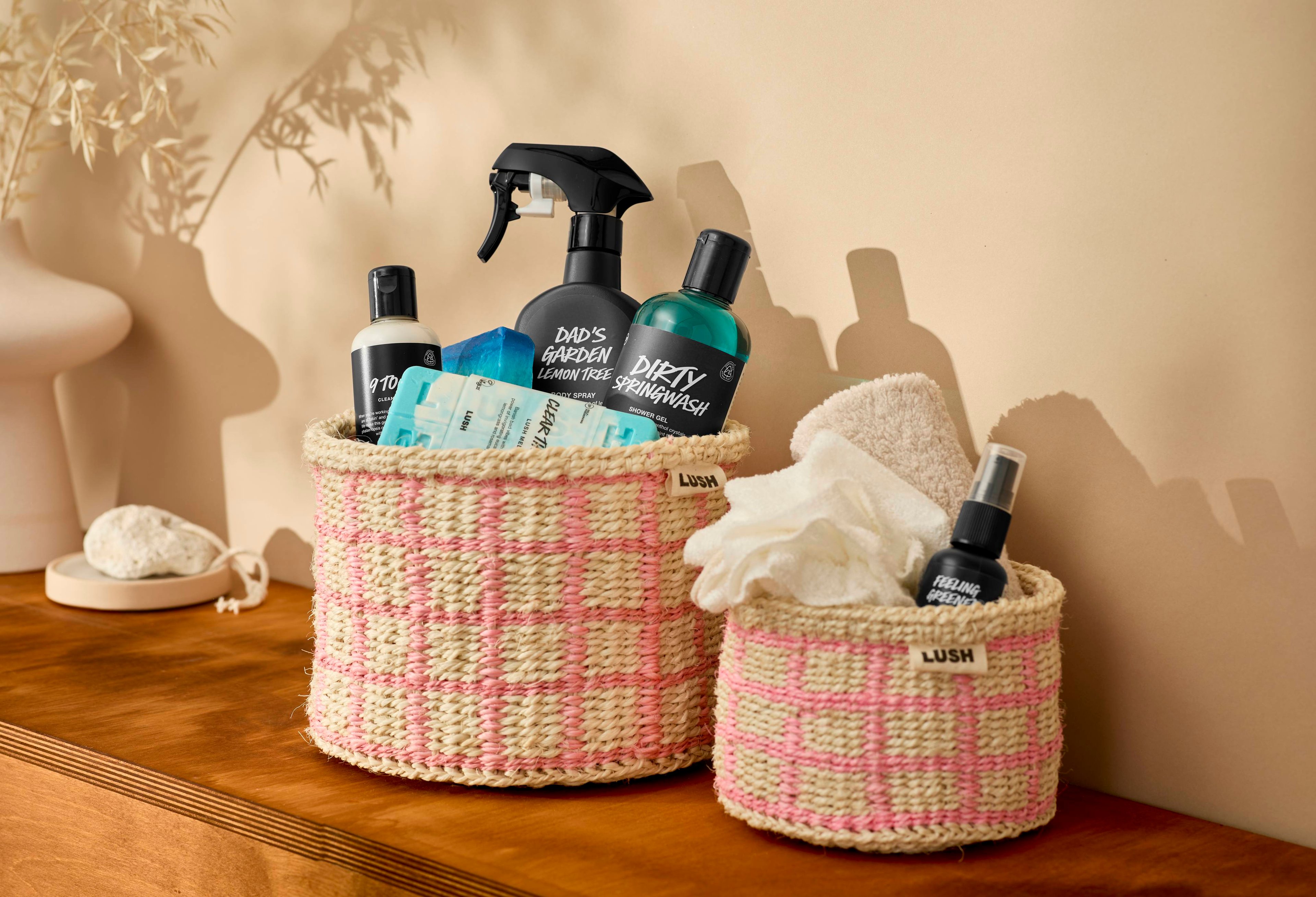 Handwoven Basket - Light Pink 