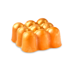A rectangular orange massage bar with nine rounded, bulbous protrusions on its surface, heavily coated in shimmering gold glitter.