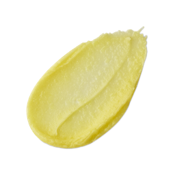 Honey Trap. A neatly smeared swatch of thick, pale yellow coloured lip balm with a slightly glossy finish.