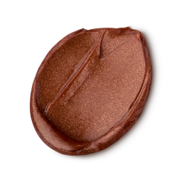 Hot Chocolate Orange. A neatly smeared swatch of glossy, shimmering, copper-brown lip jelly mask with a subtle golden lustre throughout.