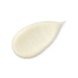 Hugs. A neatly smeared swatch of glossy, creamy, ivory-coloured body lotion.