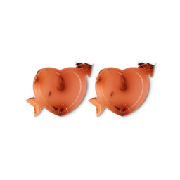 I Heart You Eye Pads. A pair of rose-coloured, jelly eye pads shaped like the classic heart with an arrow through it. 