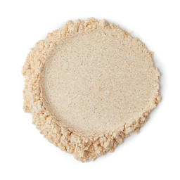 Keep It Fluffy. A round swatch of sparkly body powder. The powder has been formed into a round pile and pressed in the centre. Keep It Fluffy body powder is a soft, creamy-coloured powder with sparkling golden lustre throughout.