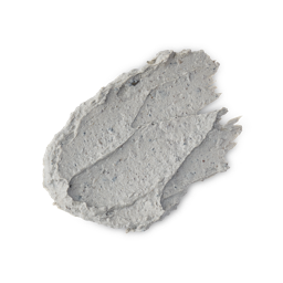 Love And Kindness. A neatly smudged swatch of thick, textured, light grey face mask with flecks of finely ground seeds. 