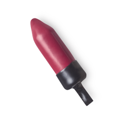 Lubań. A bright, fuschia pink lipstick refill, protected by a wax outer layer, which features a tab for easy removal.