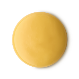 Mango Lassi. A perfectly circular swatch of smooth, glossy, vibrant yellow shower gel. 