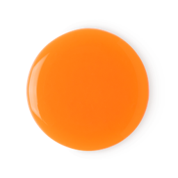 Mango, a circular sample of the orange shower gel.