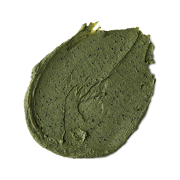 Matcha. A smudged swatch of forest-green, textured, exfoliating face mask. 