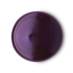 Mystery Inc. A perfectly circular swatch of thick, glossy, deep-purple shower gel with shimmer throughout. 