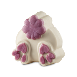 Nice Buns Hun. A fun, novelty soap shaped like the back end of a rabbit that is digging into a hole. It has a white bottom with pink, glittery heart-shaped paw pads and a glittery pink tail. 