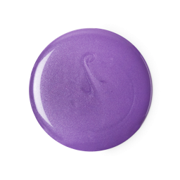 Oudhess. A perfectly circular swatch of glossy, lavender-purple-coloured, shower gel with a subtle silver shimmer throughout. 