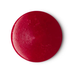 Passion. A perfectly circular swatch of thick, glossy, deep red shower gel with sparkling lustre throughout. 