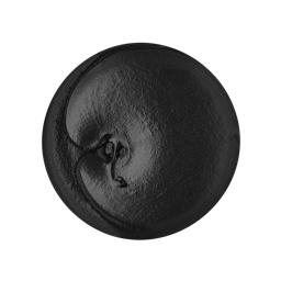 Plaque Sabbath. A perfectly circular swatch of matte, black, textured toothpaste. 
