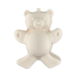 Polar Bear Dreaming. A fun, festive-themed, white shower jelly in the shape of a friendly polar bear with outstretched arms and legs.