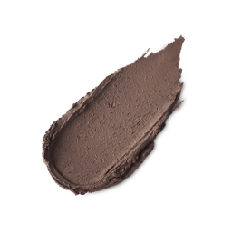 Brun. A neatly smeared swatch of thick, matte, taupe-brown eyebrow pomade product.