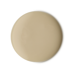 Posh White Chocolate and Rose. A perfectly circular swatch of smooth, glossy, ivory-coloured shower gel.