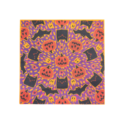 Pumpkin, Bats, Cats & Eyeballs. As the name suggests, this Lokta wrap features bold pumpkins, bats, cats & eyeballs.