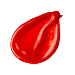 Red Maple. A neatly smudged swatch of thick, glossy, deep, carmine-red lip jelly. 