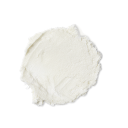 A swatch of very thick off-white coloured Renee's Shea Soufflé hair and scalp oil, in its cold, opaque, solid form.