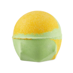 Slammer. A classic LUSH bath bomb in a fun, pastel green and brilliant yellow. 