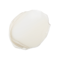 Smitten. A neatly smudged swatch of bright white, thick hand cream.