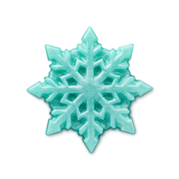 Snowflake. A shimmering mint green, snowflake-shaped shower jelly with intricate geometric details and a subtle pearlescent finish