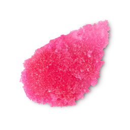 Sweet Talk. A neatly smudged swatch of bubblegum-pink, textured lip sugar scrub. 