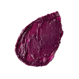 Tartlet. A neatly smudged swatch of thick, textured, deep plum-purple lip cream. 