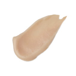 Feast of Fools. A neatly smudged swatch of smooth, creamy, pale peach-coloured hair treatment. 
